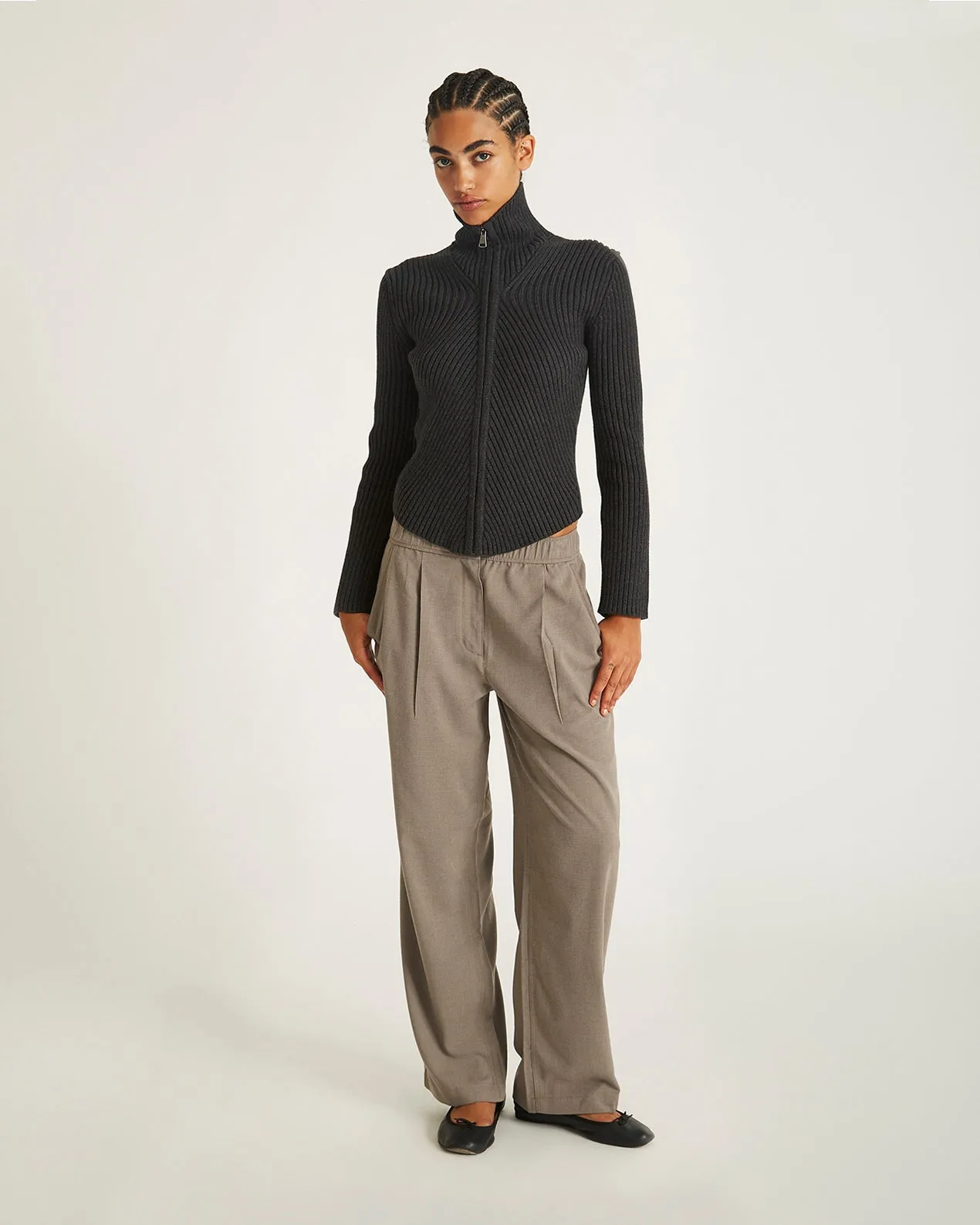 Leah Cashmere Zip Sweater