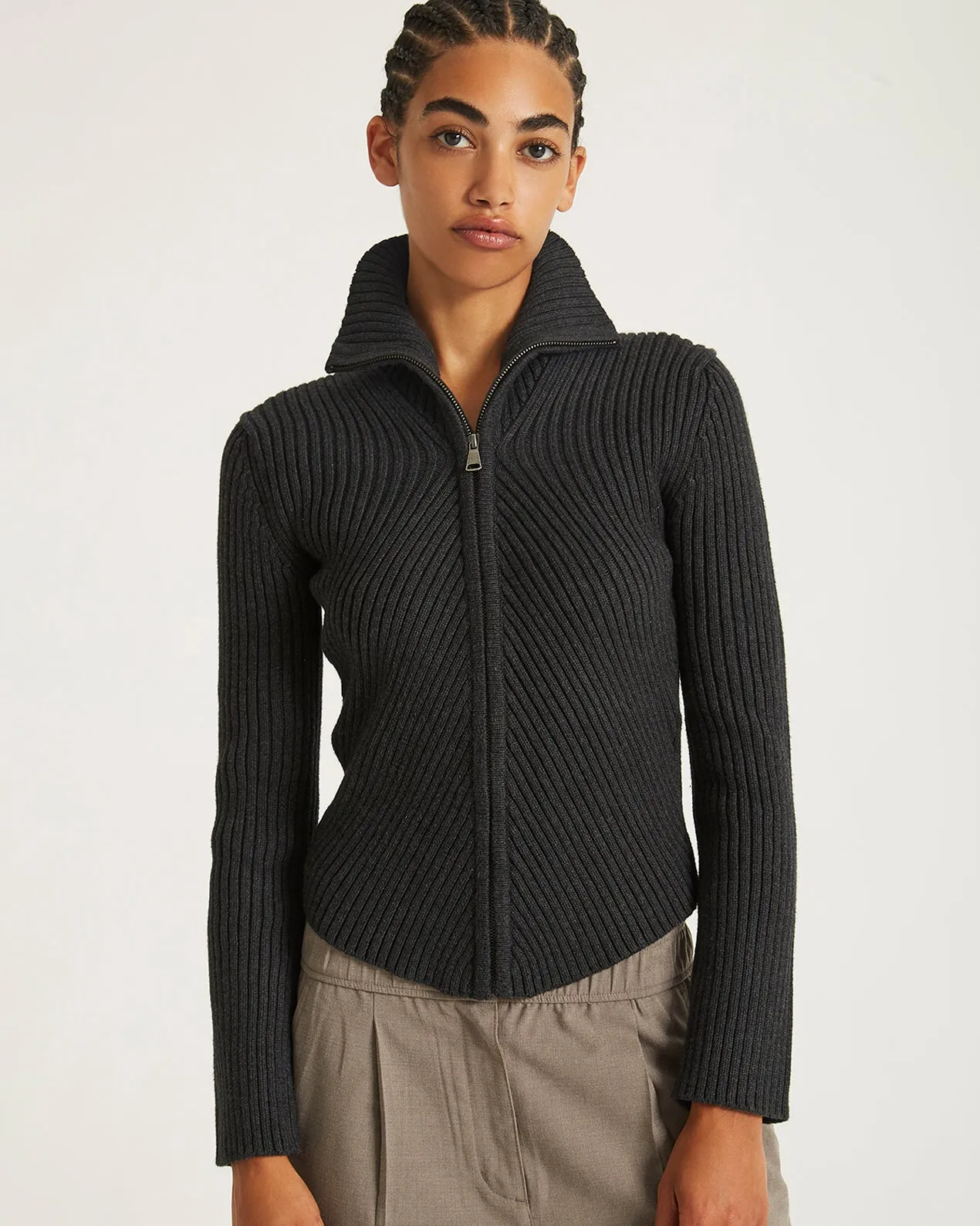 Leah Cashmere Zip Sweater