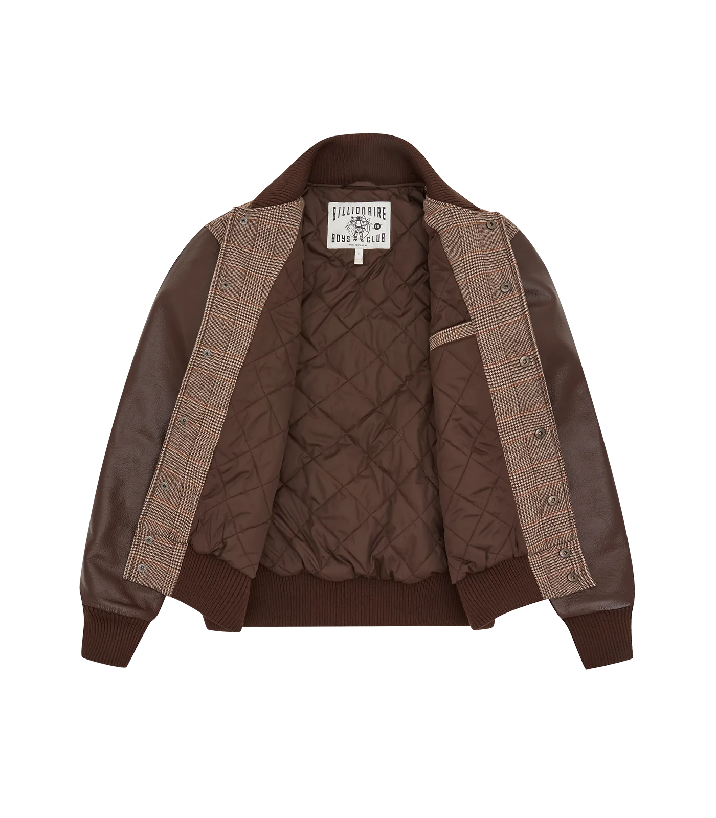 LEATHER SLEEVE VARSITY JACKET - BROWN