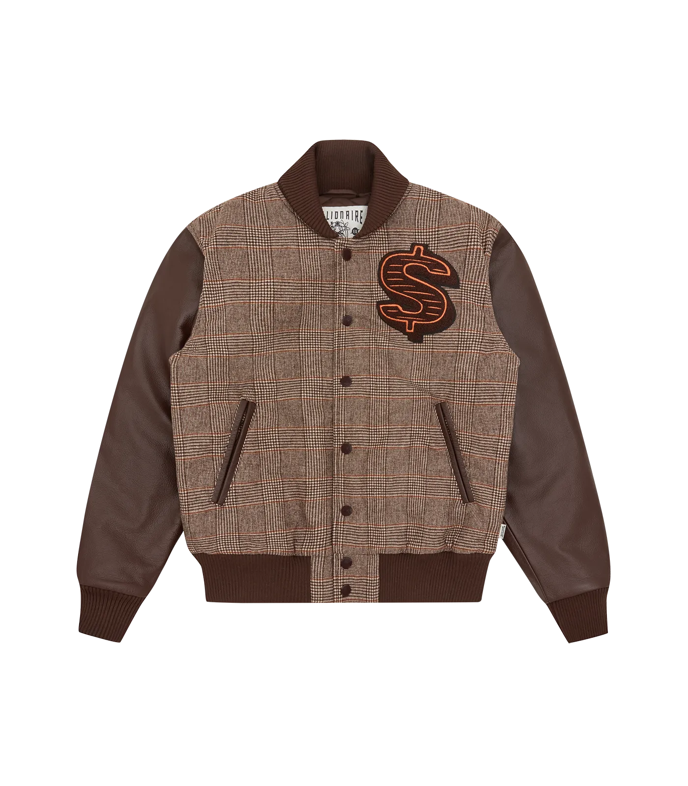 LEATHER SLEEVE VARSITY JACKET - BROWN