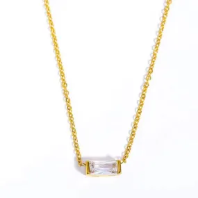 Love Waterproof Birthstone APRIL Necklace 18K Gold Plating