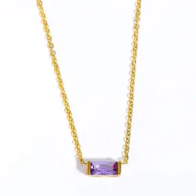 Love Waterproof Birthstone JUNE Necklace 18K Gold Plating