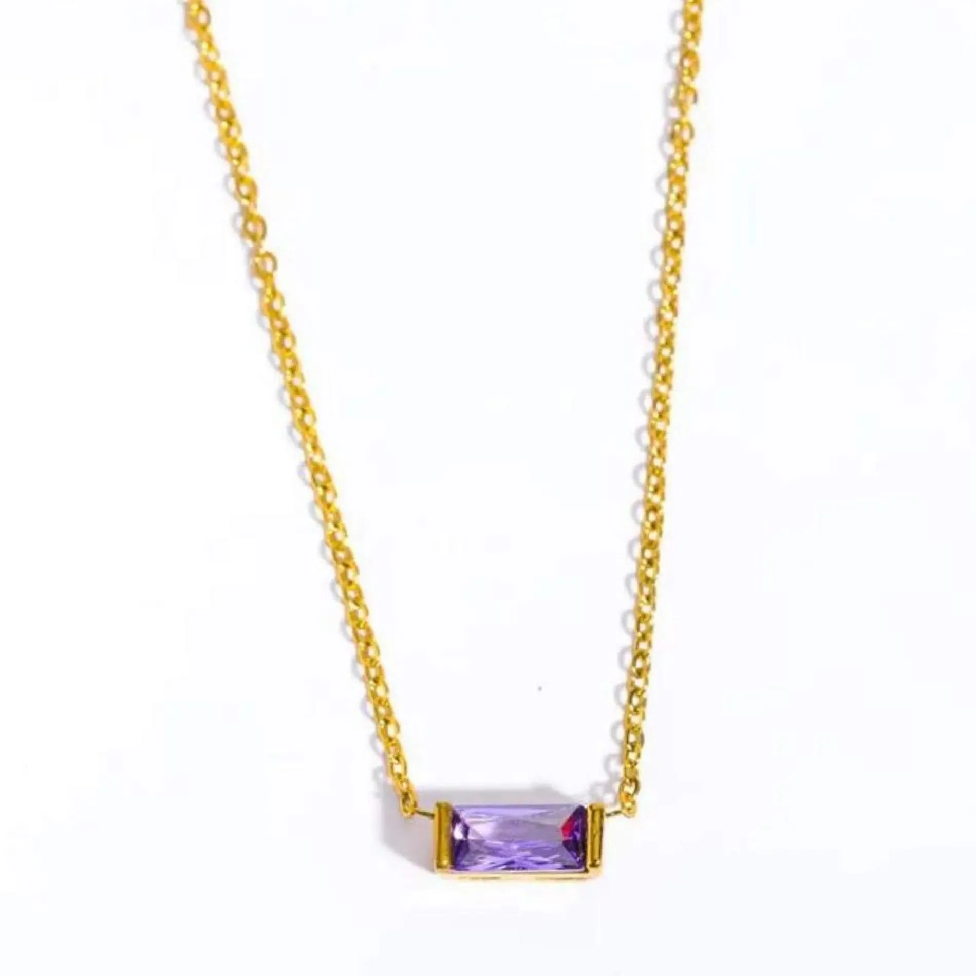 Love Waterproof Birthstone JUNE Necklace 18K Gold Plating