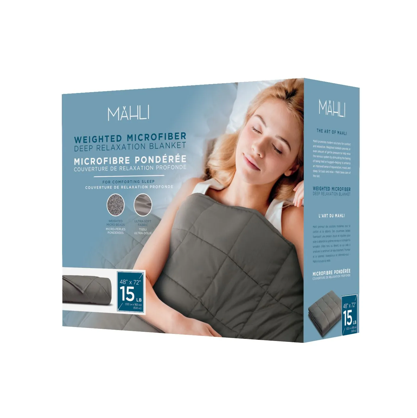 Mahli MDM6004GY Microfiber 15lb Weighted Blanket