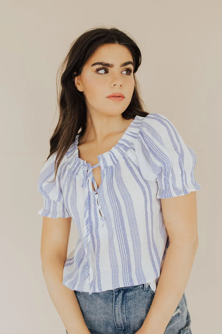 Marceli Short Sleeve Tie Blouse - FINAL SALE