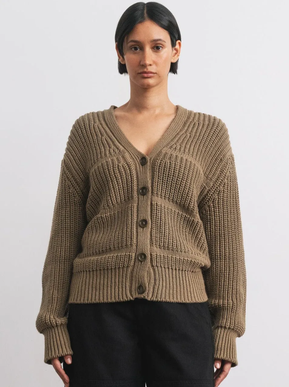 Margot Cardigan, Organic Tanguis Cotton, Taupe