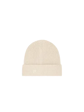 Mens DNA Recycled Cashmere Beanie—ecru ivory