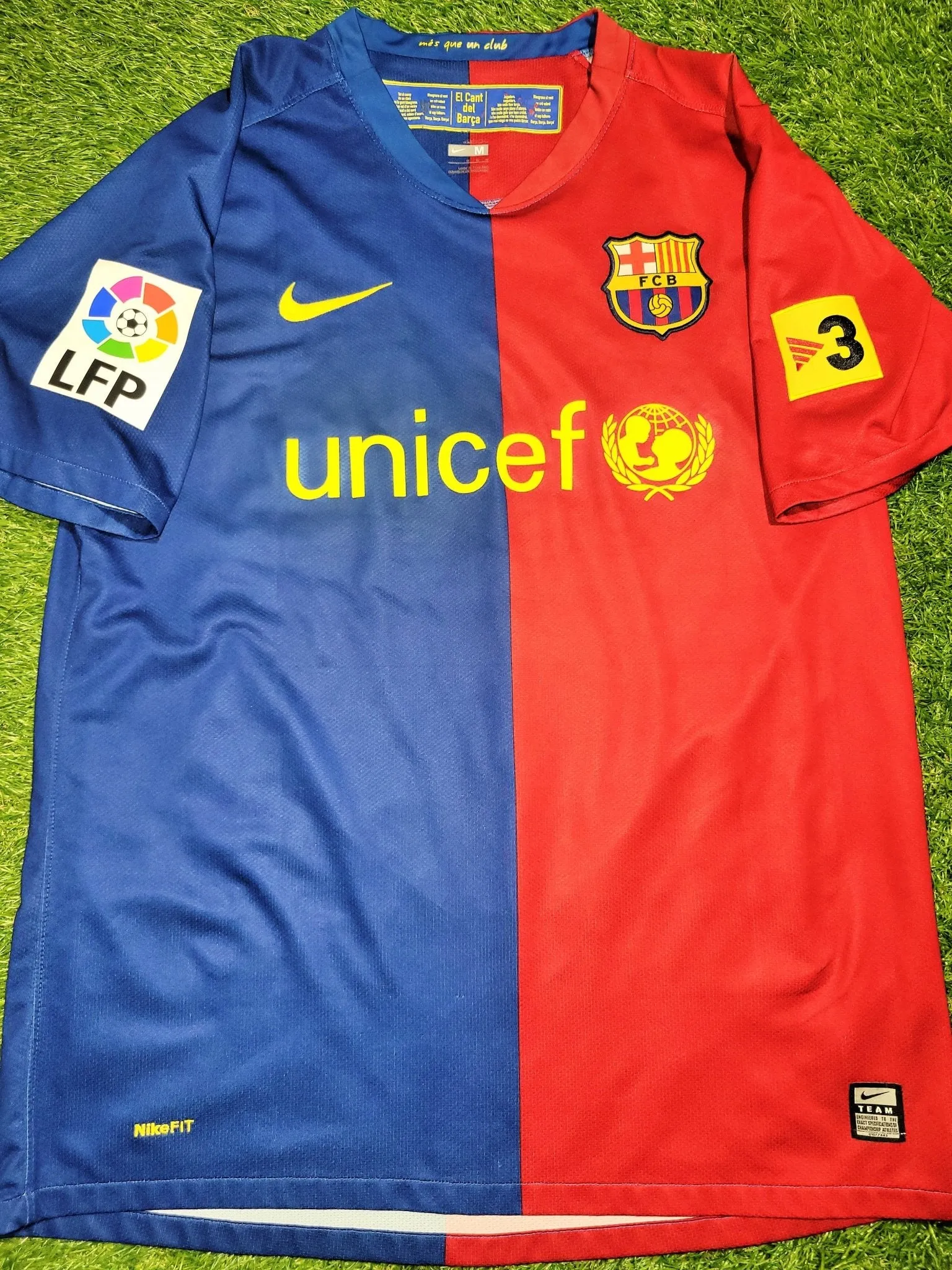 Messi Barcelona TREBLE SEASON 2008 2009 Home Soccer Jersey Shirt M SKU# 286784-655