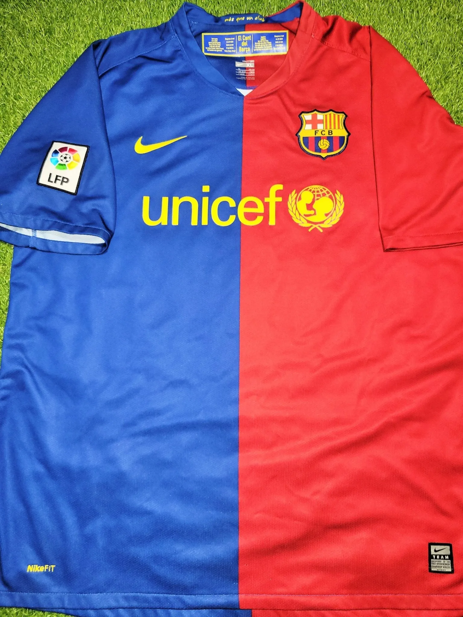 Messi Barcelona TREBLE SEASON 2008 2009 Home Soccer Jersey Shirt XL SKU# 286784-655