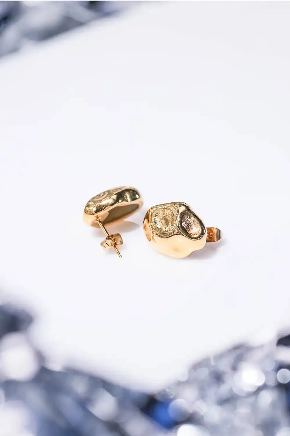 Molten Ear Stud 14K Gold Plated