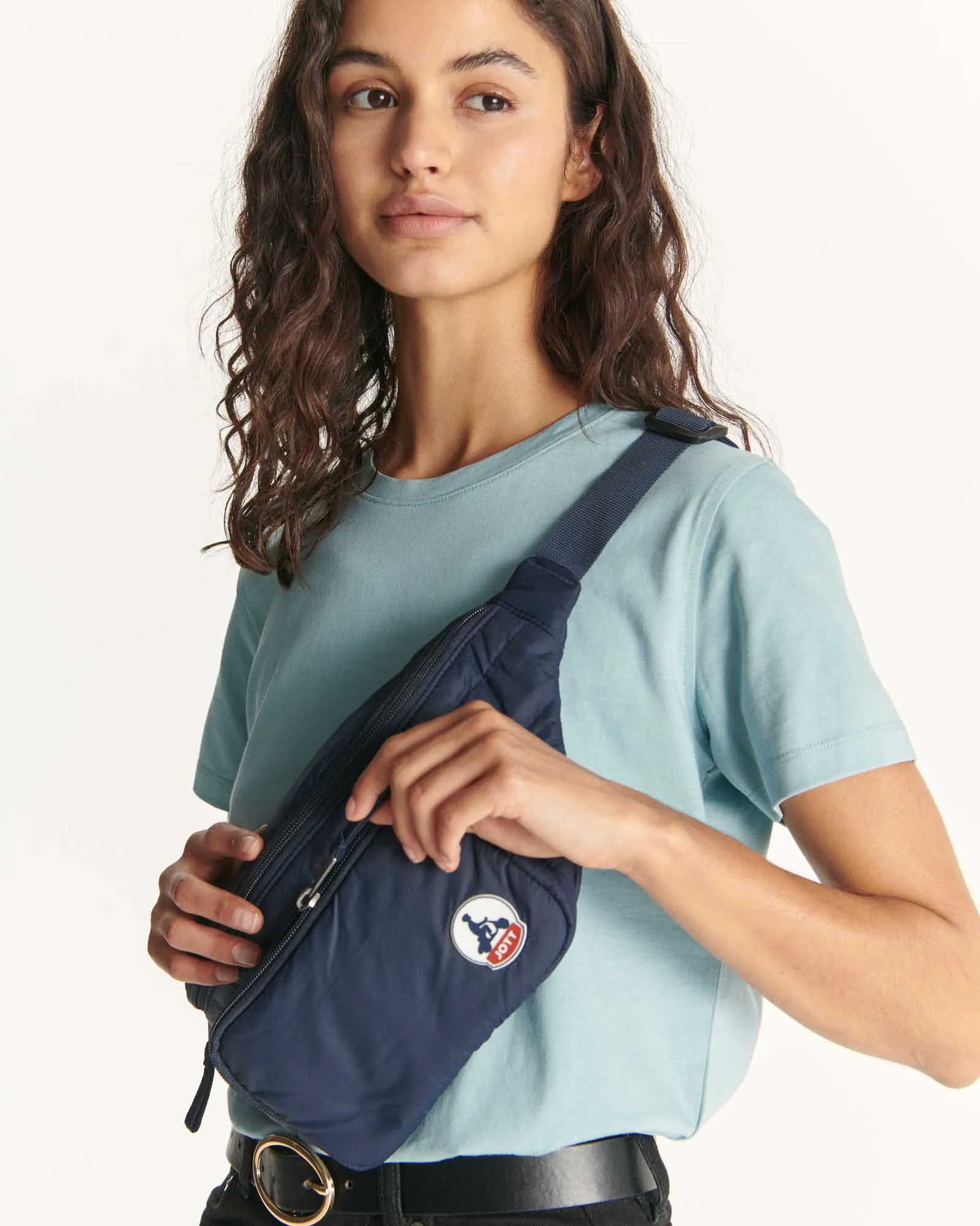 Navy Dena bi-fabric waistbag