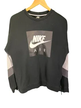 Nike Air Black Striped Swoosh Logo Crewneck Sweater Size Medium