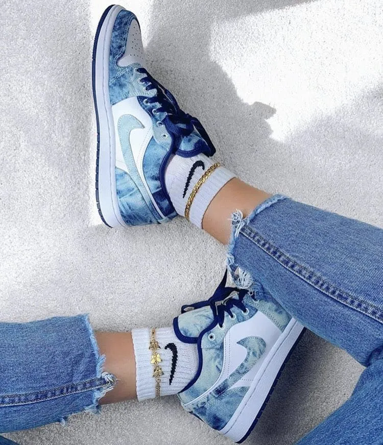 Nike Air Jordan 1 Low Washed Denim (GS) Women's