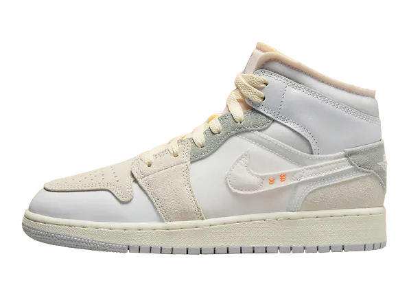 Nike Air Jordan 1 Mid SE Craft Inside Out White Grey (GS) Women's