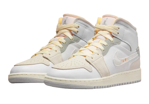 Nike Air Jordan 1 Mid SE Craft Inside Out White Grey (GS) Women's