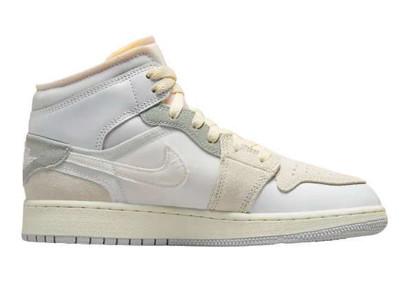 Nike Air Jordan 1 Mid SE Craft Inside Out White Grey (GS) Women's