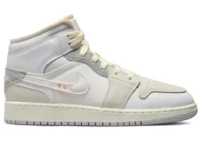 Nike Air Jordan 1 Mid SE Craft Inside Out White Grey (GS) Women's