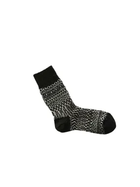 Nishiguchi Kutsushita, Wool Jacquard Socks, Chocolate Milk