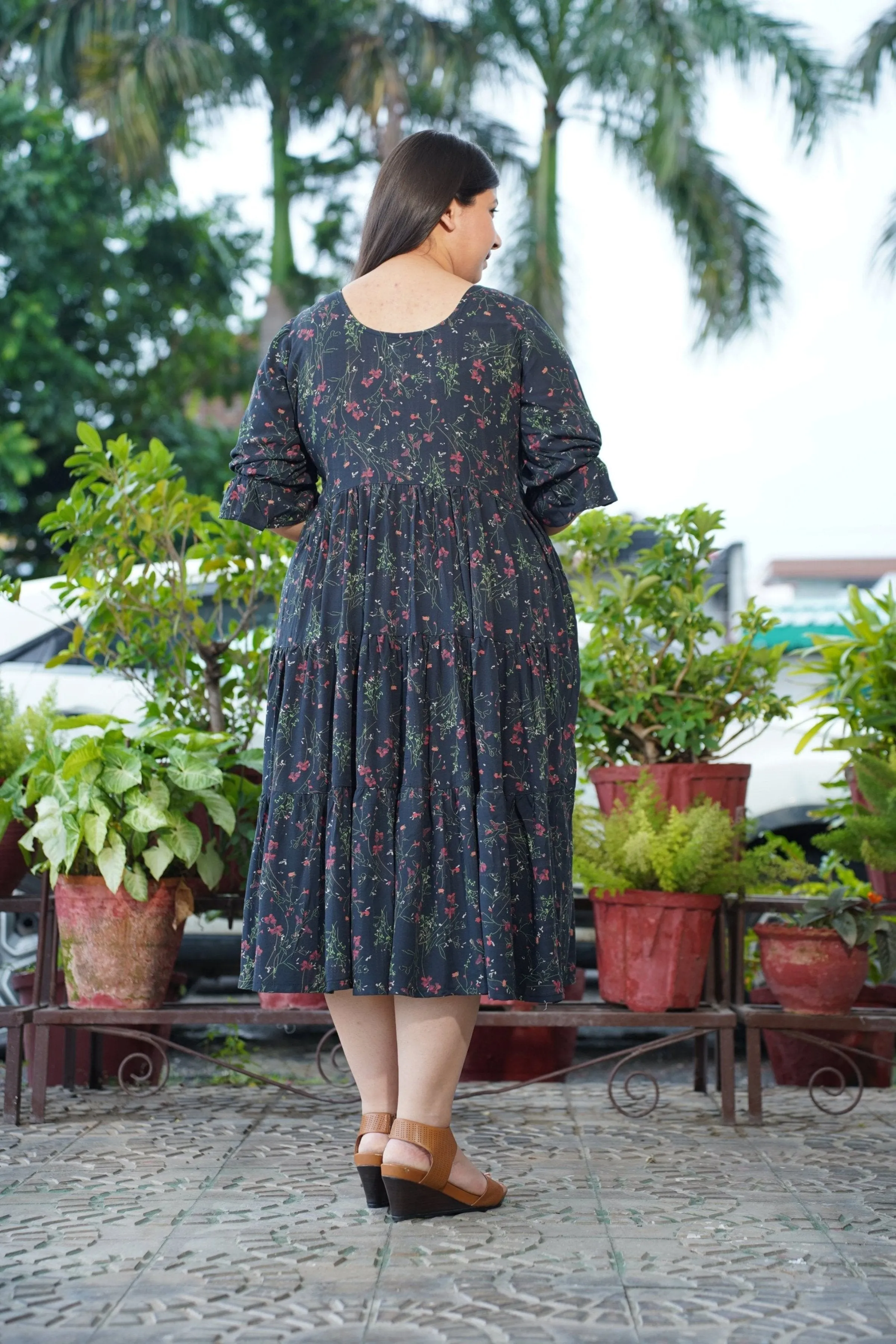 Noir Garden Floral Dress