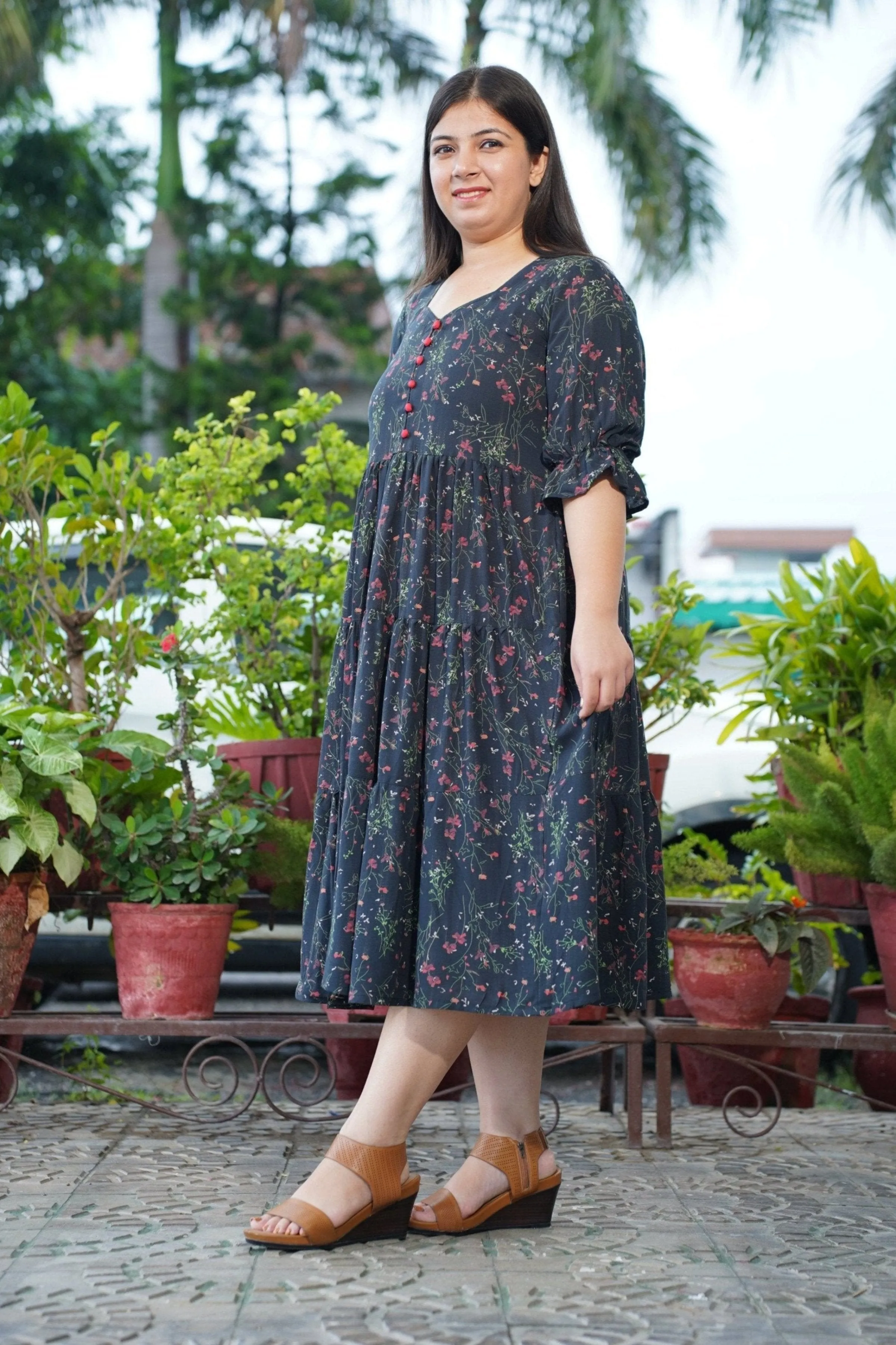 Noir Garden Floral Dress