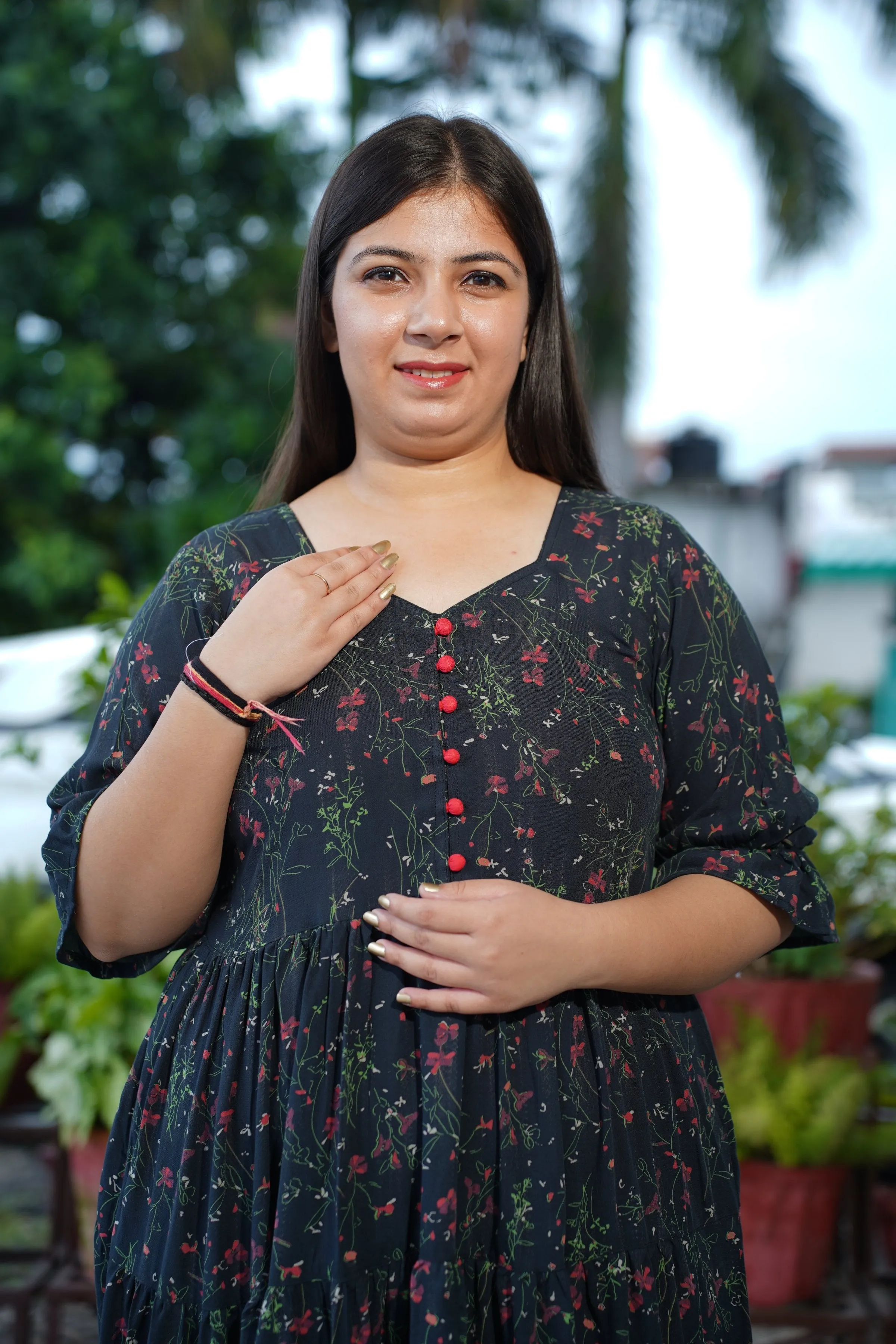 Noir Garden Floral Dress