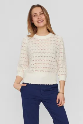 Soft Cloud Dancer Pointelle Knit Sweater by Numph - Womens