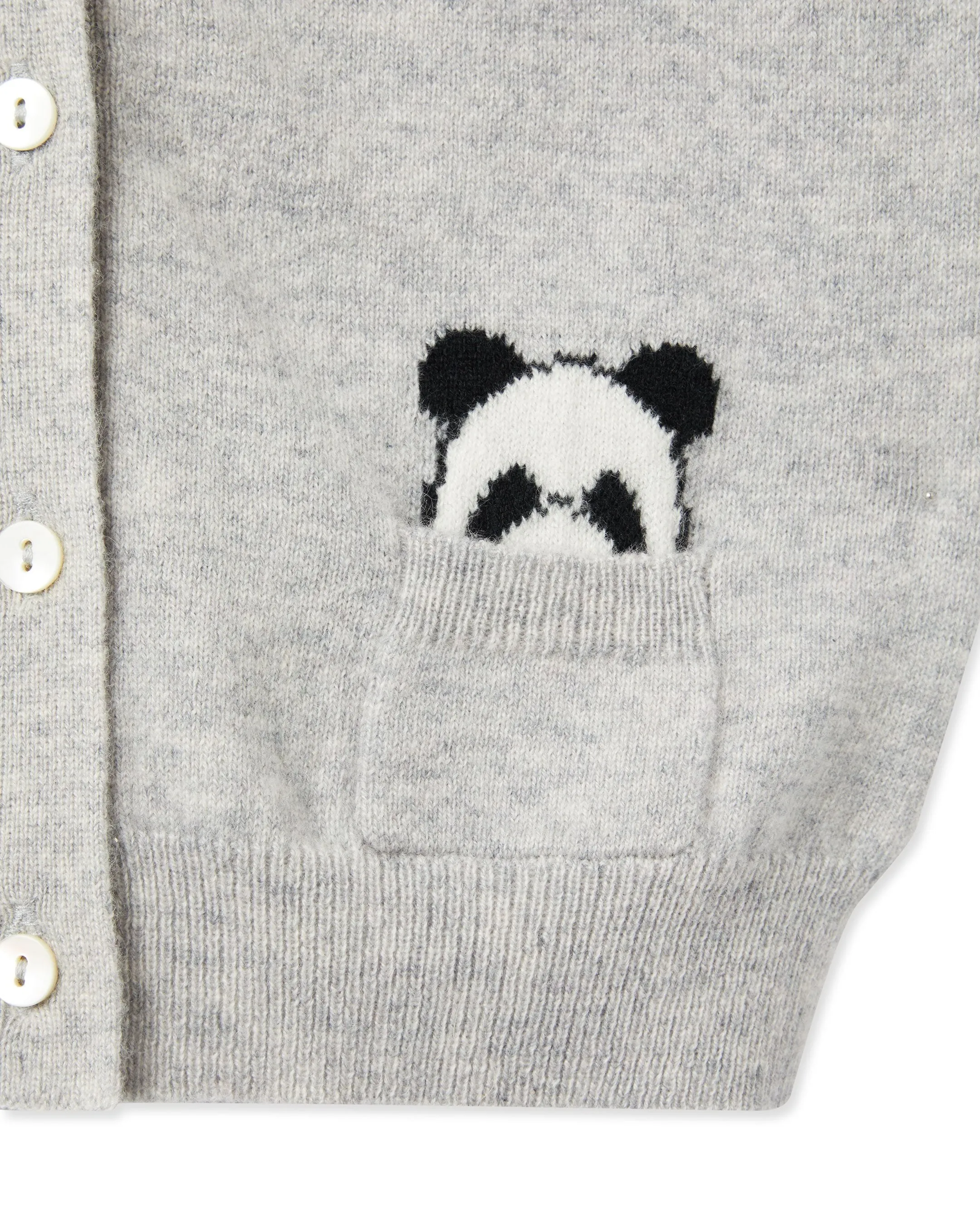 Panda Pocket Cashmere Cardigan Fumo Grey