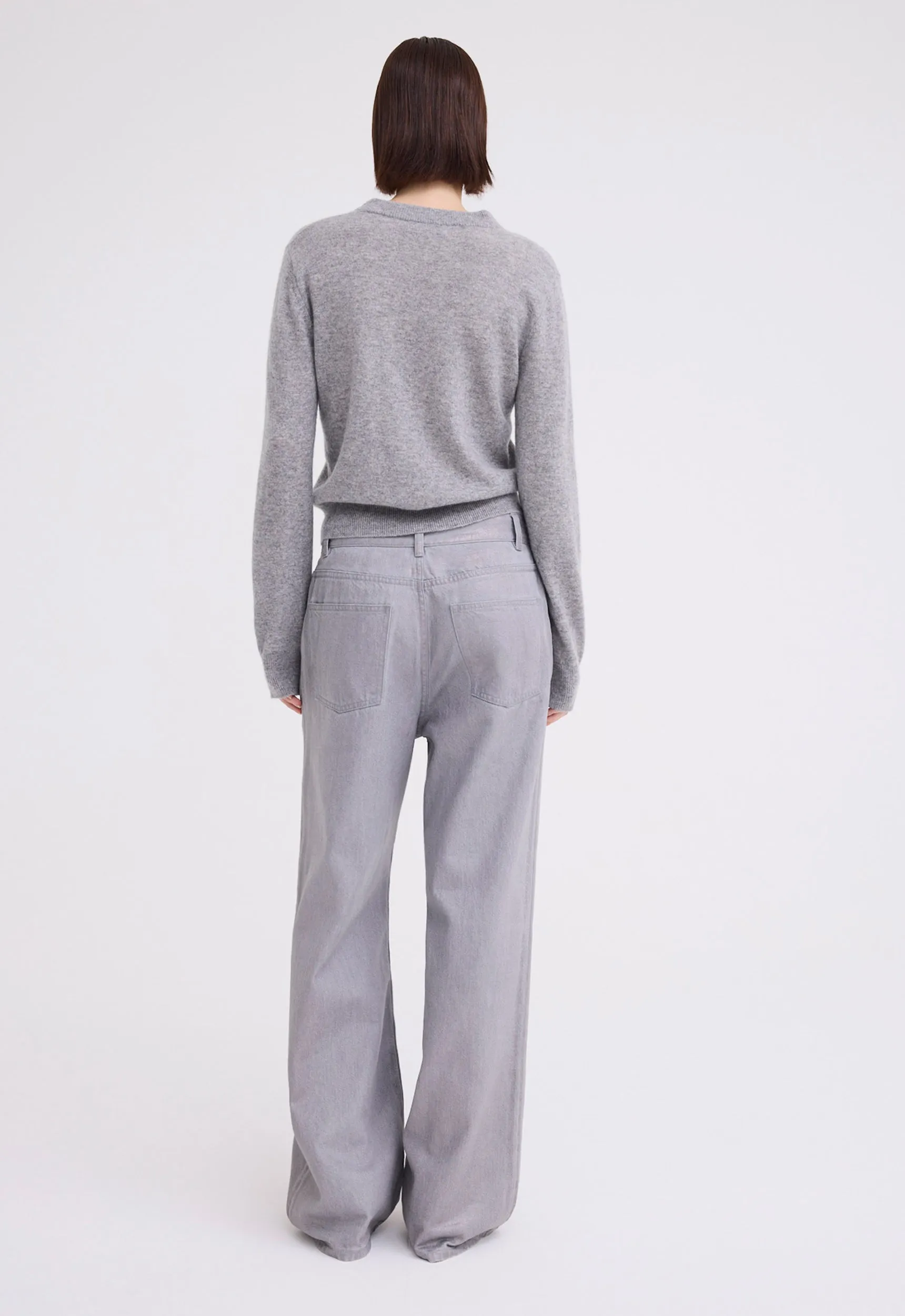 Peter Cashmere Sweater - Mid Grey Marle