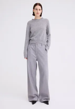 Peter Cashmere Sweater - Mid Grey Marle