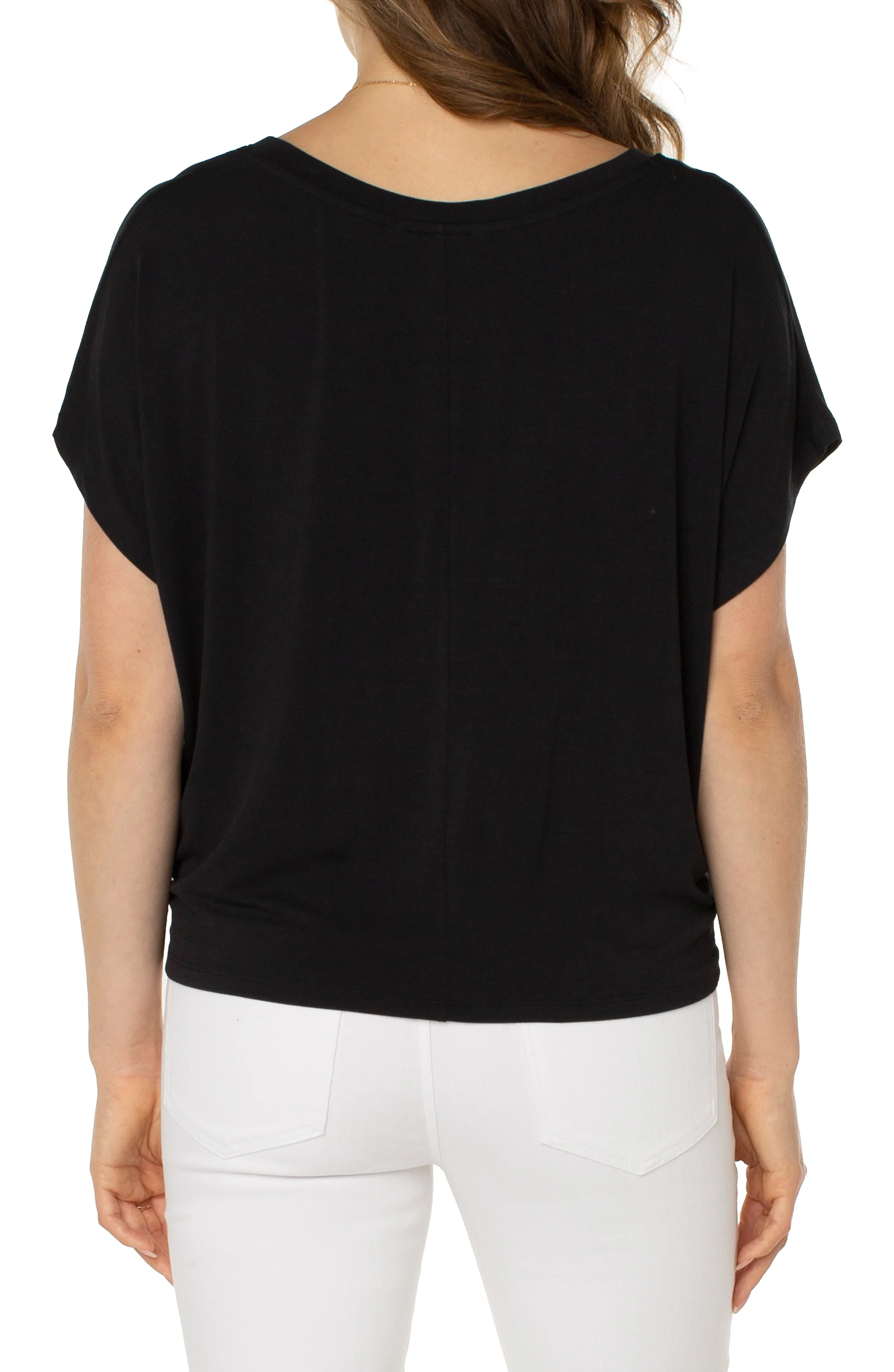 PETITE TWIST FRONT DOLMAN KNIT TEE