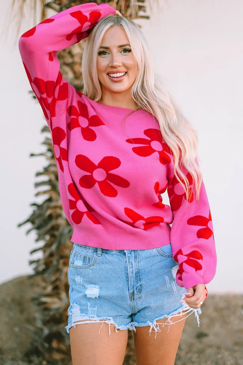 Pink daisy sweater