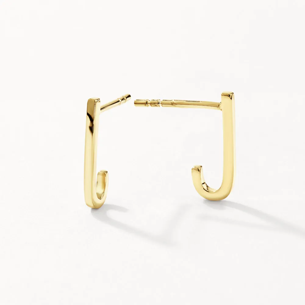 Plain Suspender Half Stud Earrings in Gold