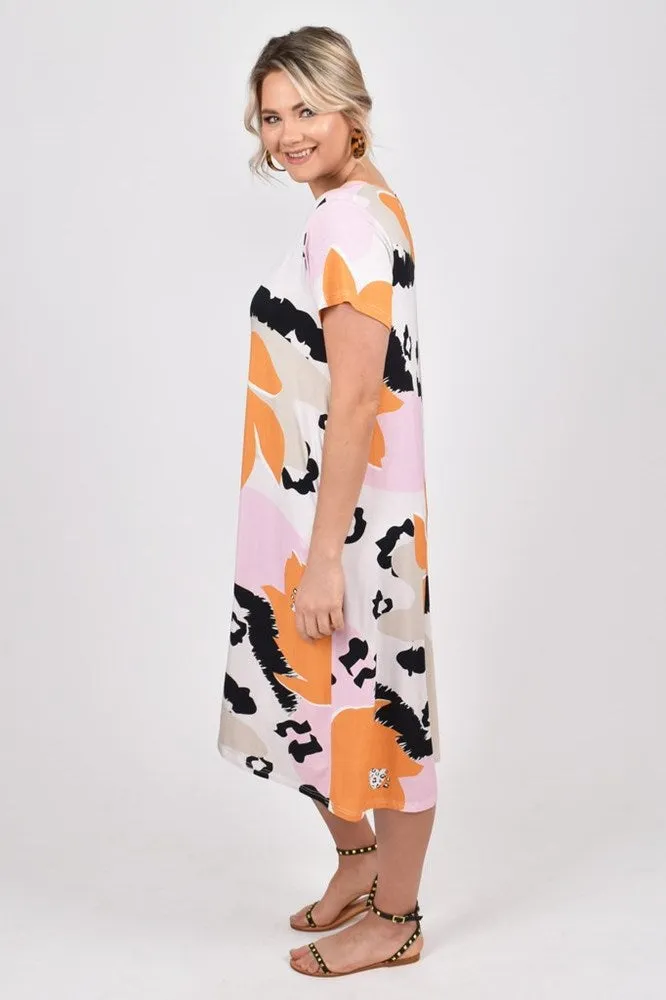 PQ Collection T-Shirt Dress in Blossom Leopard