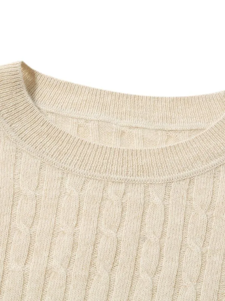 Pure Cashmere Seamless Cable Knit Women Sweater