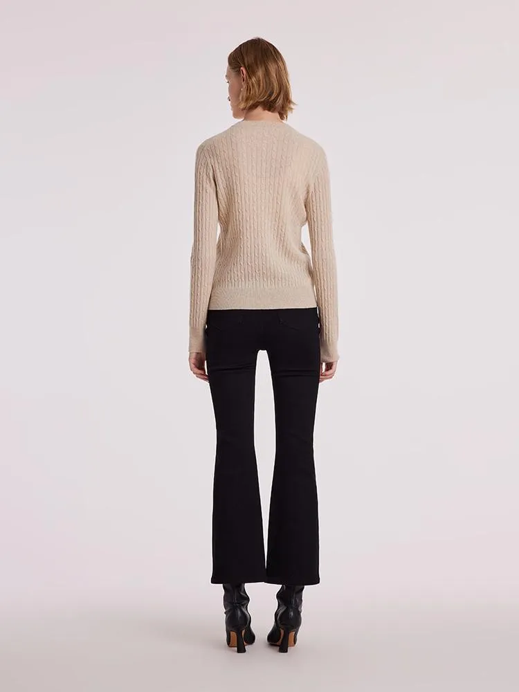 Pure Cashmere Seamless Cable Knit Women Sweater