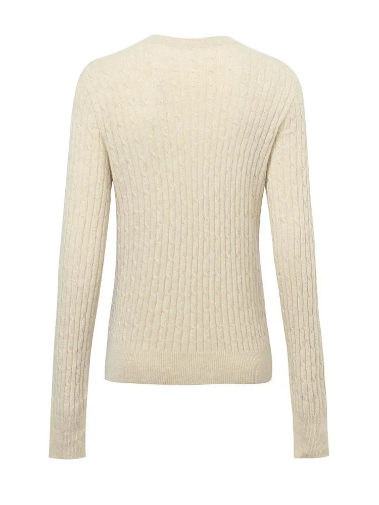 Pure Cashmere Seamless Cable Knit Women Sweater