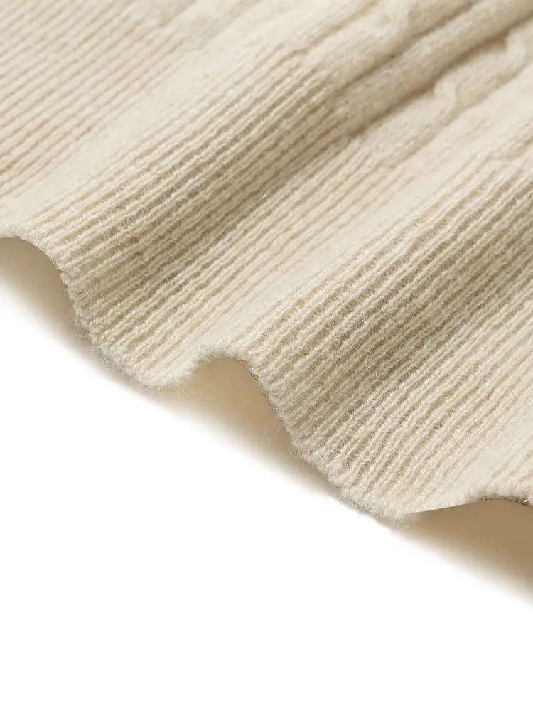 Pure Cashmere Seamless Cable Knit Women Sweater