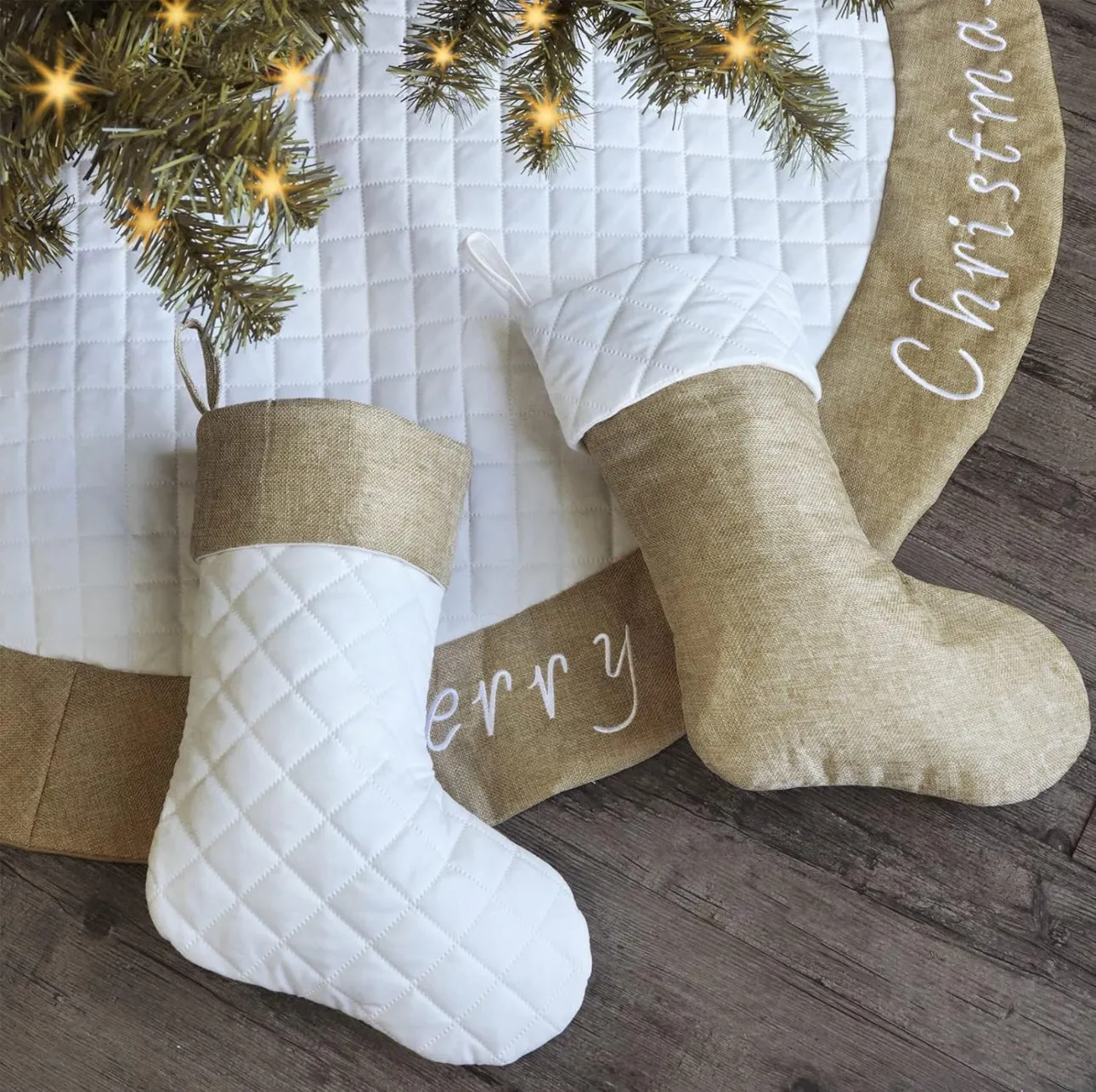 Quilted Christmas Stockings - Blue & White