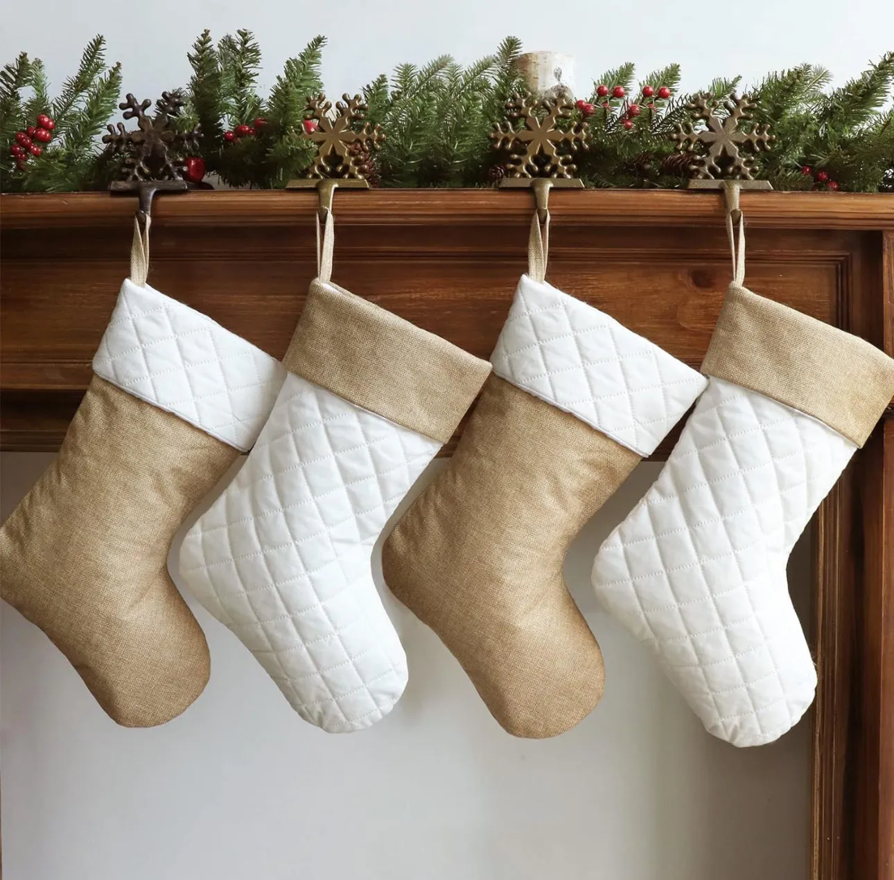 Quilted Christmas Stockings - Blue & White