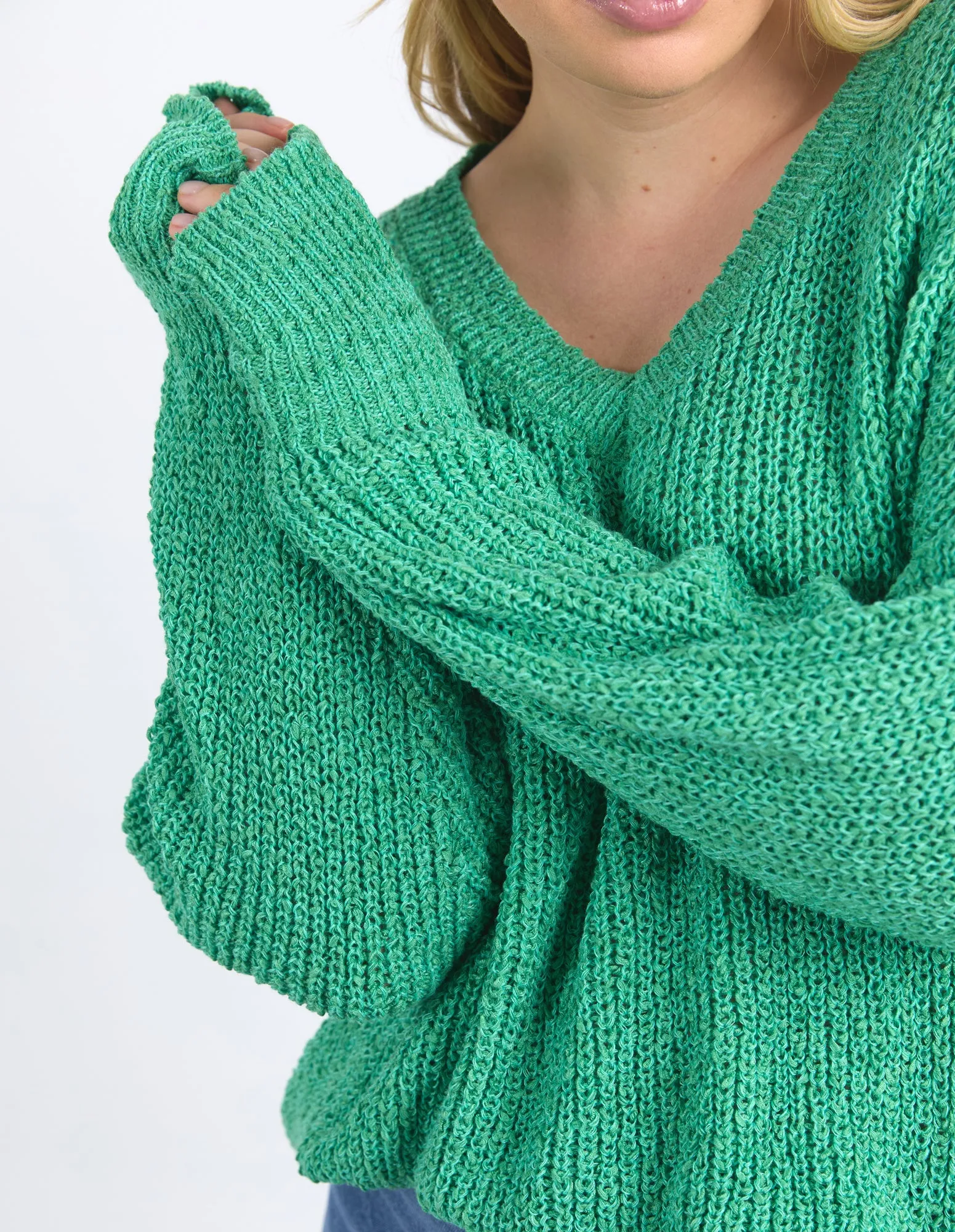 Rachele V Neck Knit Greenbriar