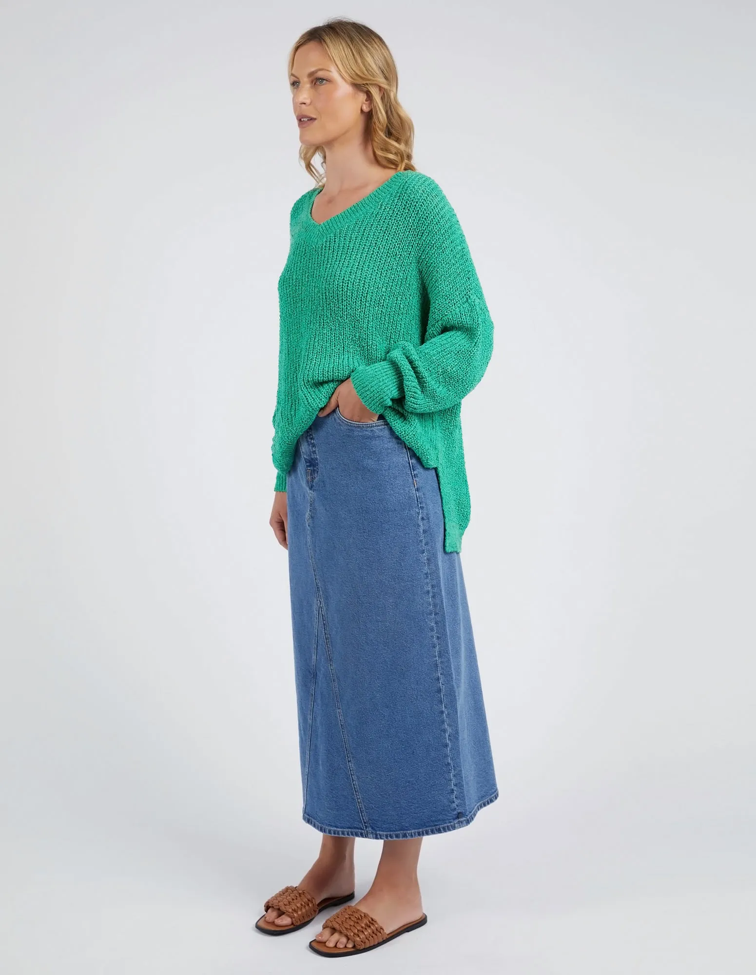 Rachele V Neck Knit Greenbriar