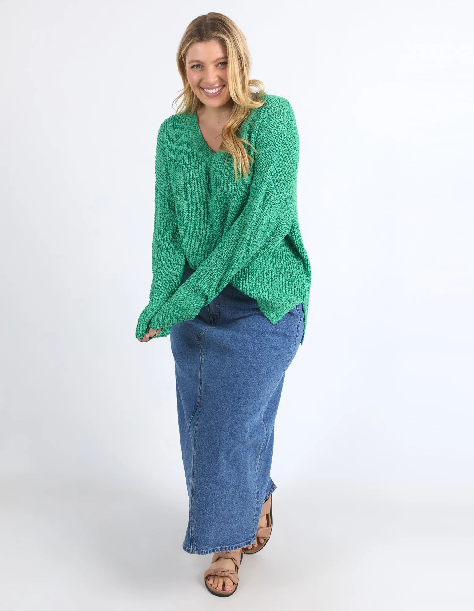 Rachele V Neck Knit Greenbriar