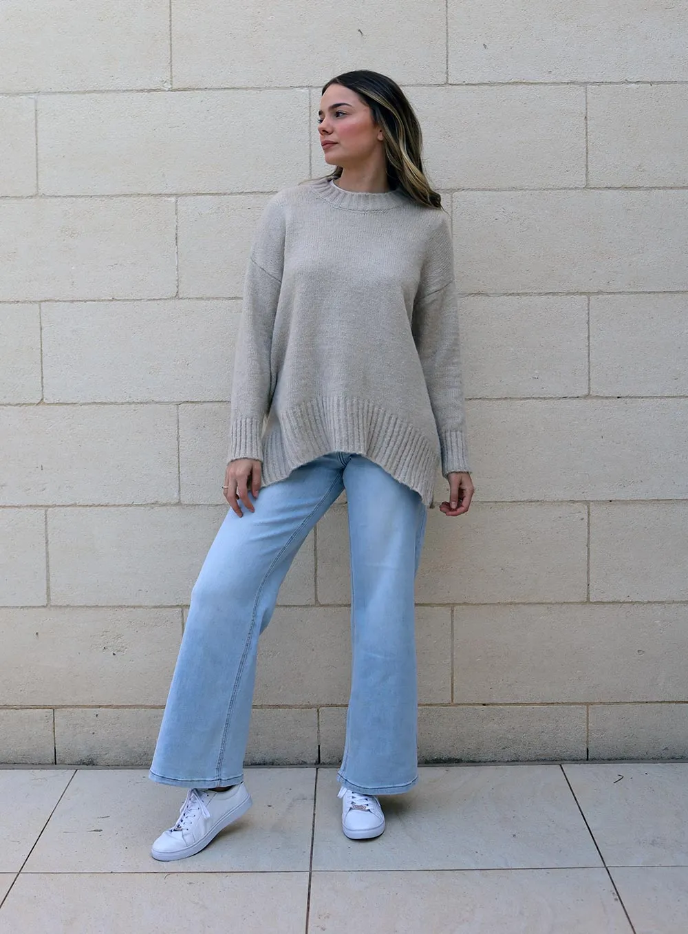 Renee Oversize Knit-BEIGE