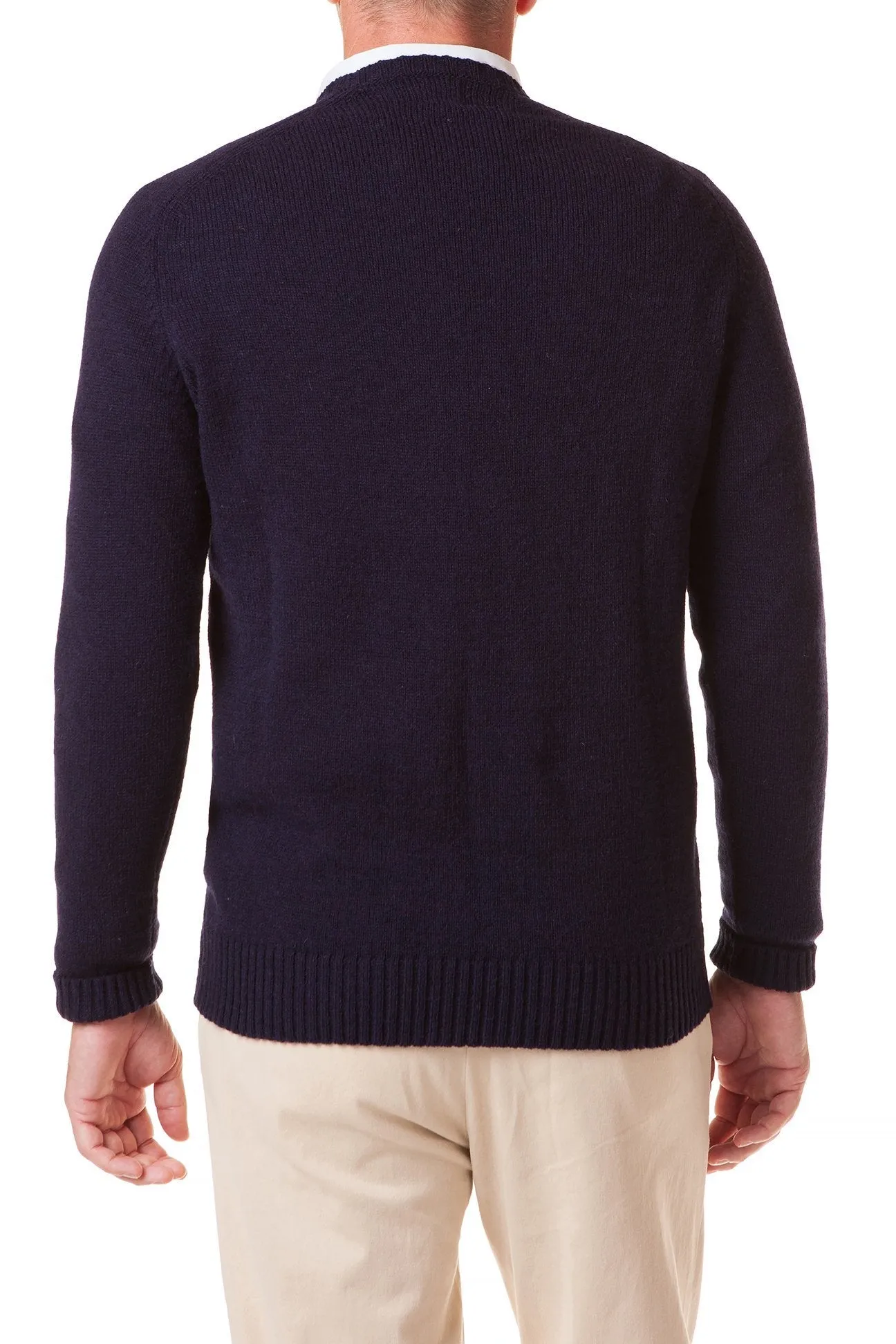 Scottish Shetland Crew Neck Sweater Dark Navy