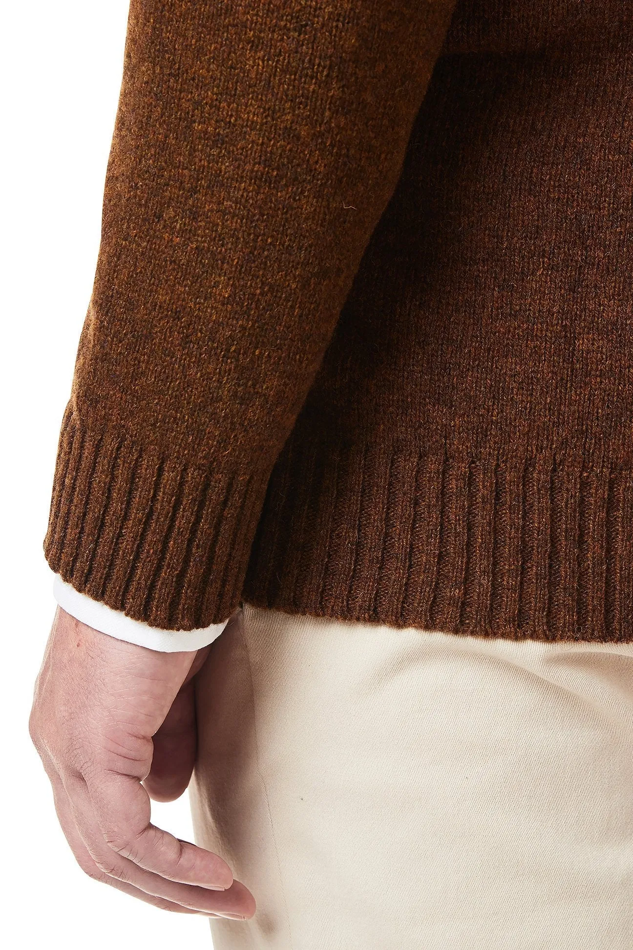 Shetland Crew Neck Sweater Tobacco Mix