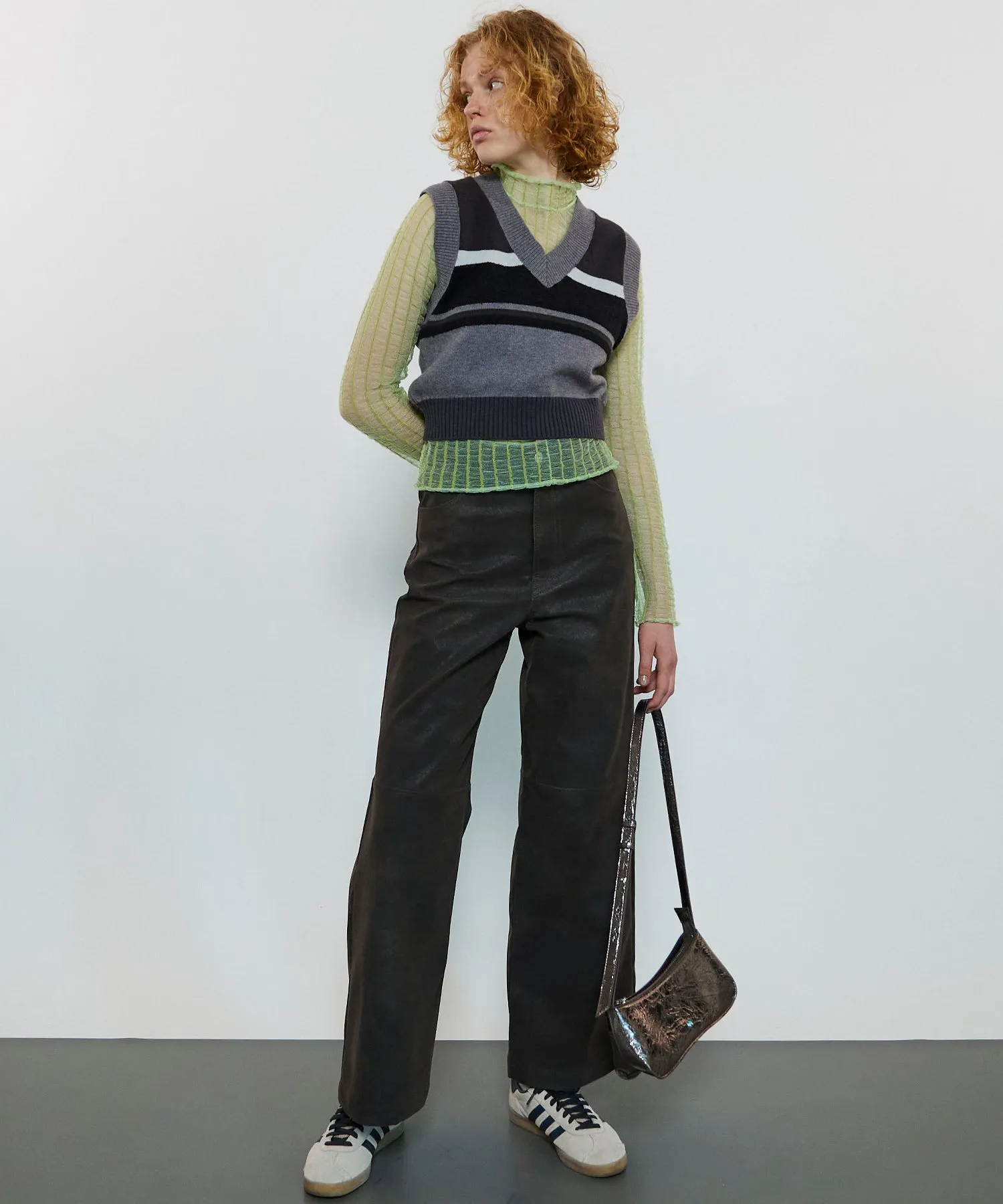 Shirring Stripe Sheer Knitwear