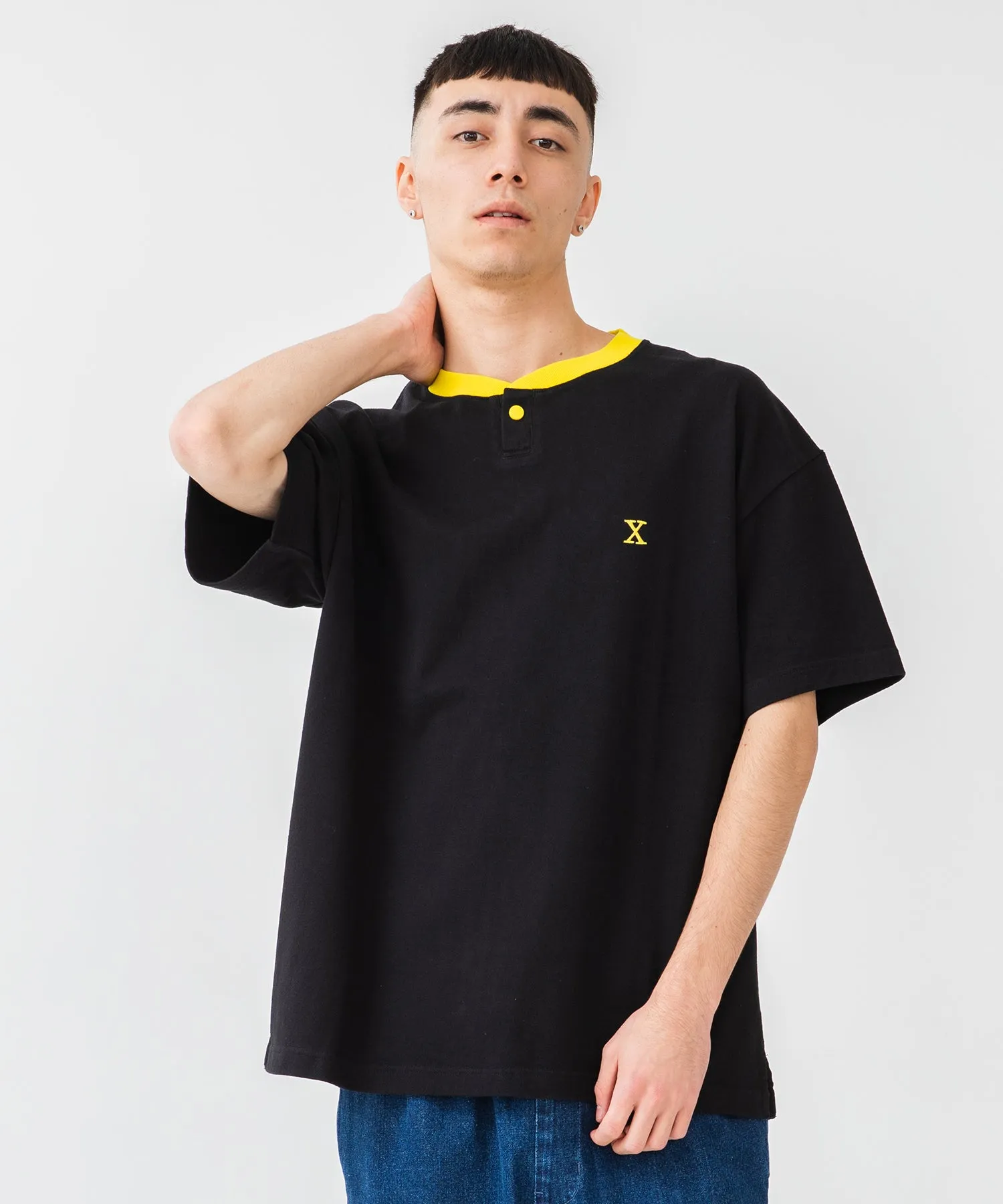 S/S HEAVYWEIGHT HENLEY NECK TEE