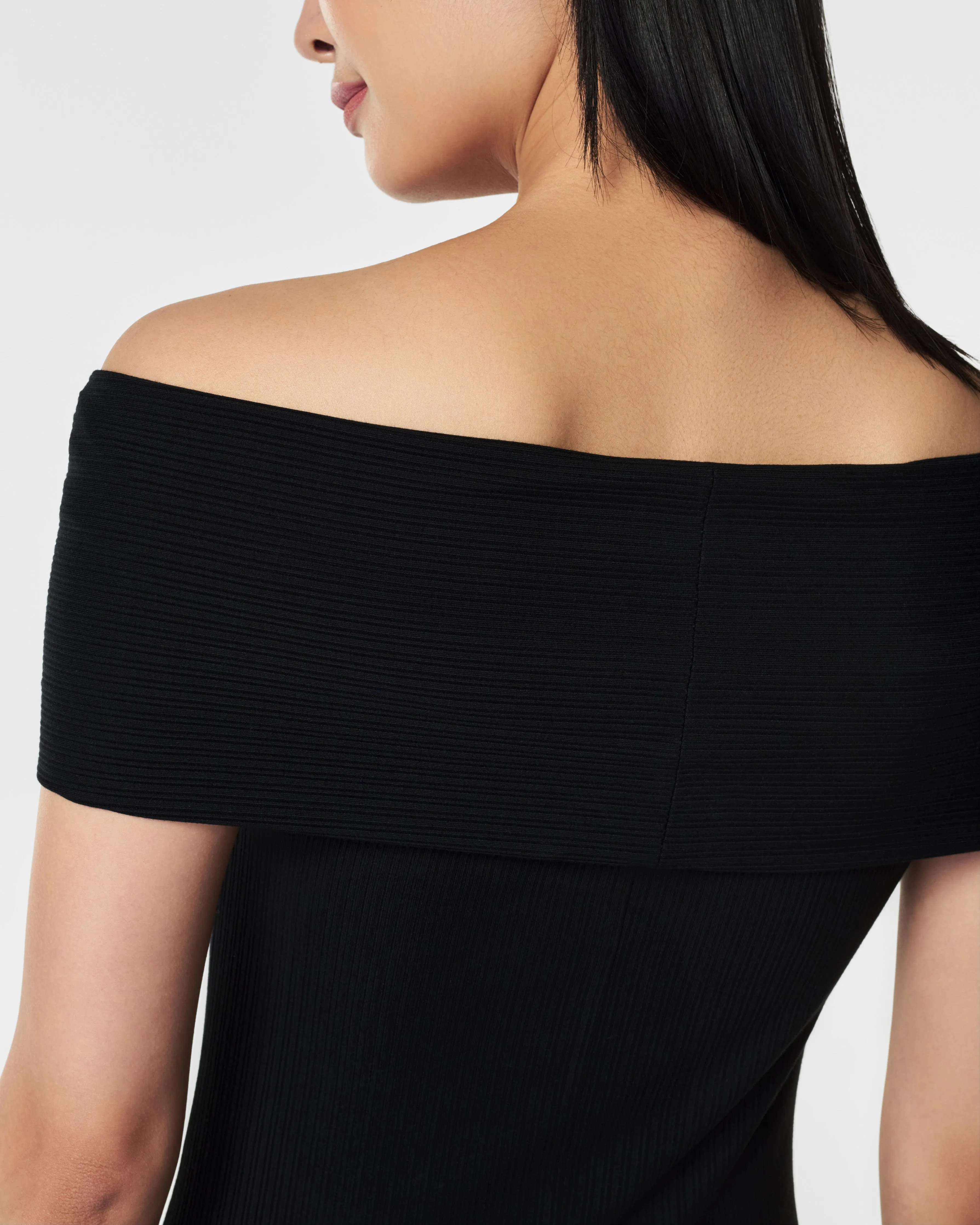 Stretch Rib Off-The-Shoulder Top