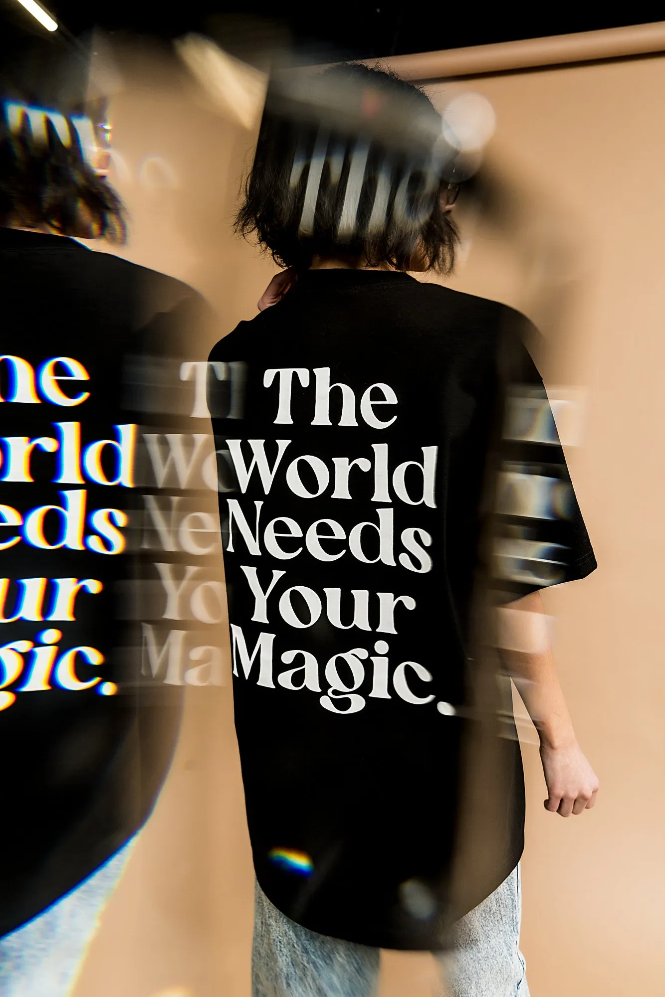 The World Needs Your Magic Oversized Tee in Black   White