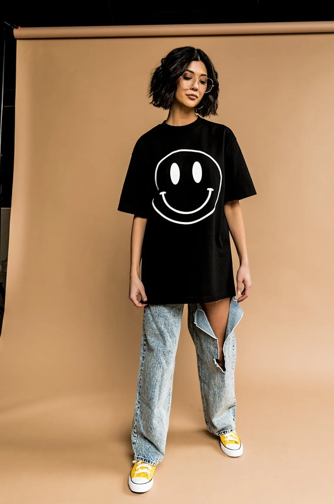 The World Needs Your Magic Oversized Tee in Black   White